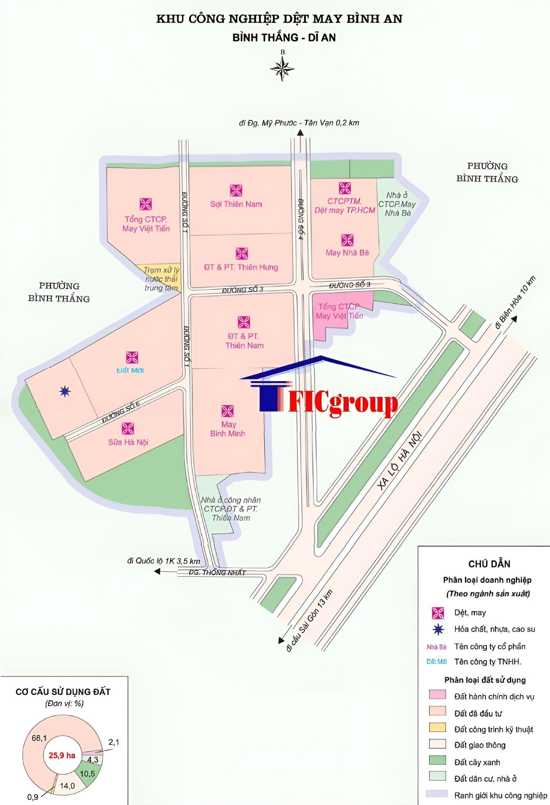 Master plan map of Binh An Textile and Garment Industrial Park - TTTFIC Group