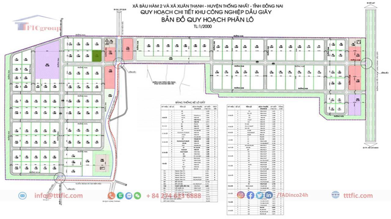 Master Planning Map of Dau Giay Industrial Park - Dong Nai Province - TTTFIC GROUP