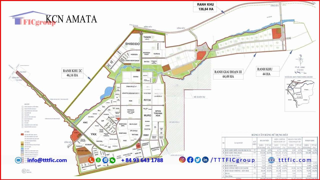 Master Planning Map of Amata Bien Hoa Industrial Park - Dong Nai Province - TTTFIC GROUP