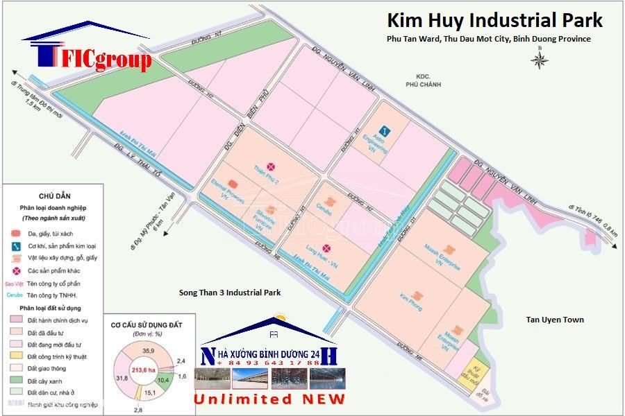 Master plan map of Kim Huy Industrial Park - Binh Duong - TTTFIC Group