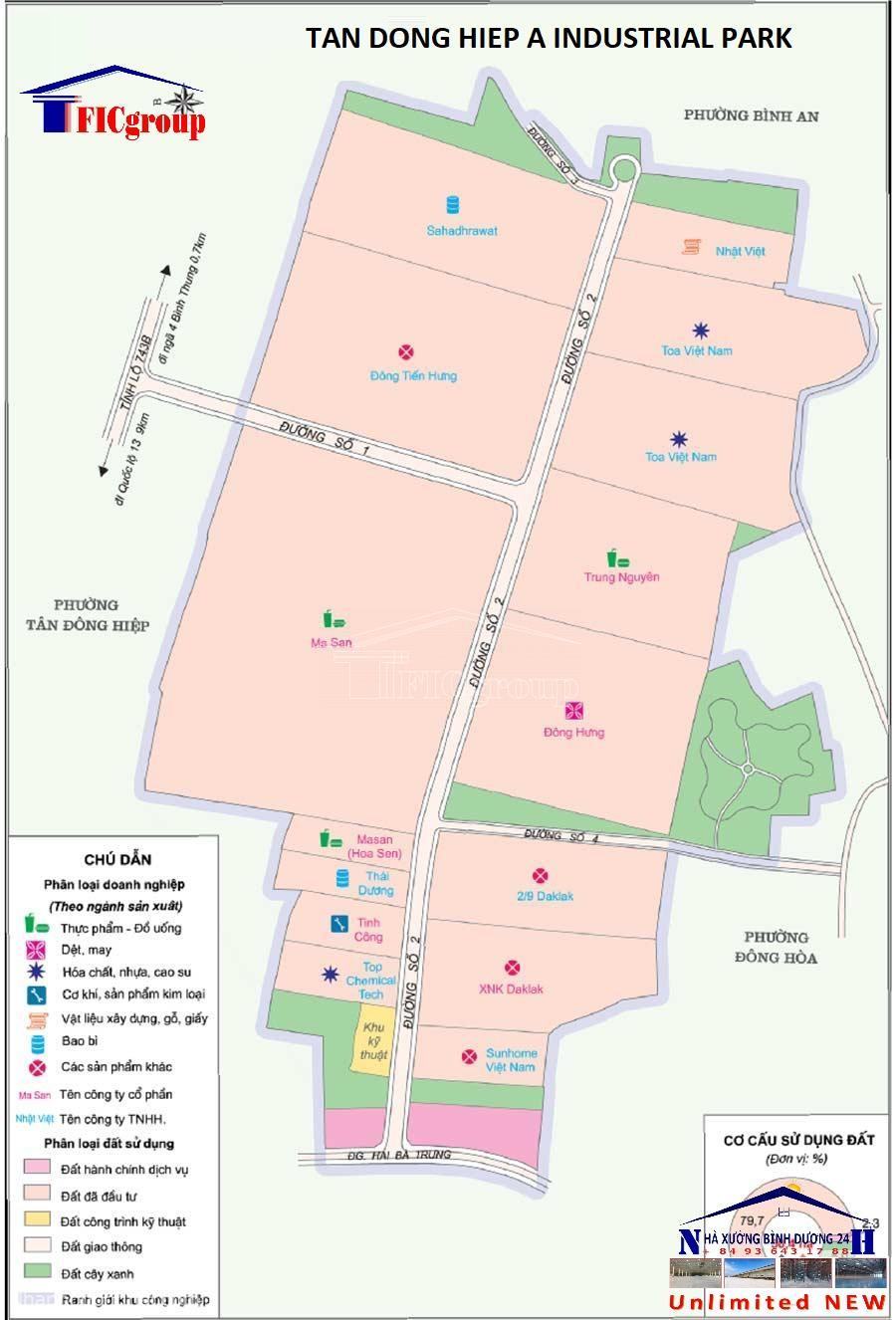 Master plan map of Tan Dong Hiep A Industrial Park - Binh Duong - TTTFIC Group