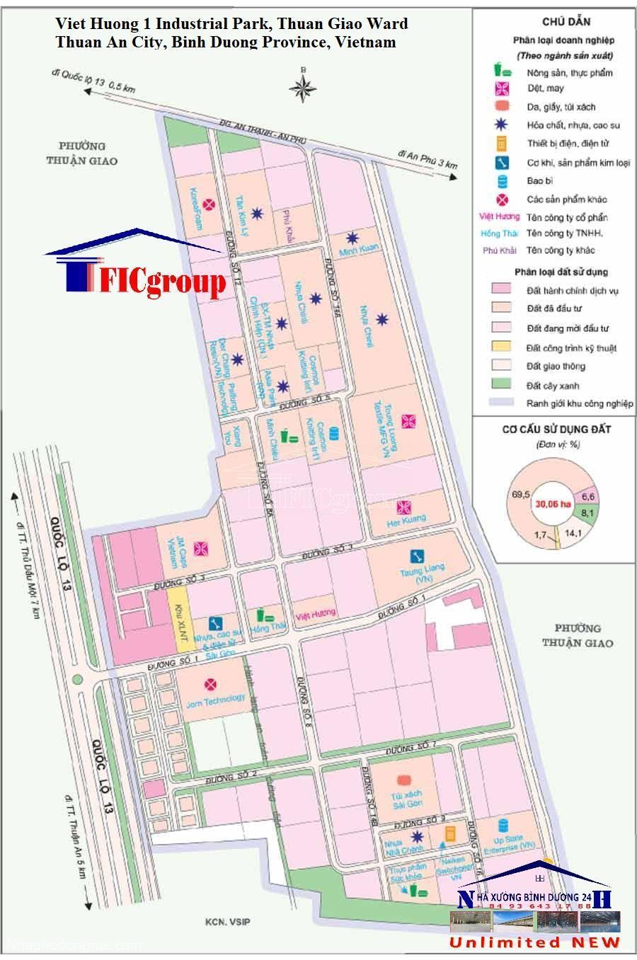 Master plan map Viet Huong 1 Industrial Park