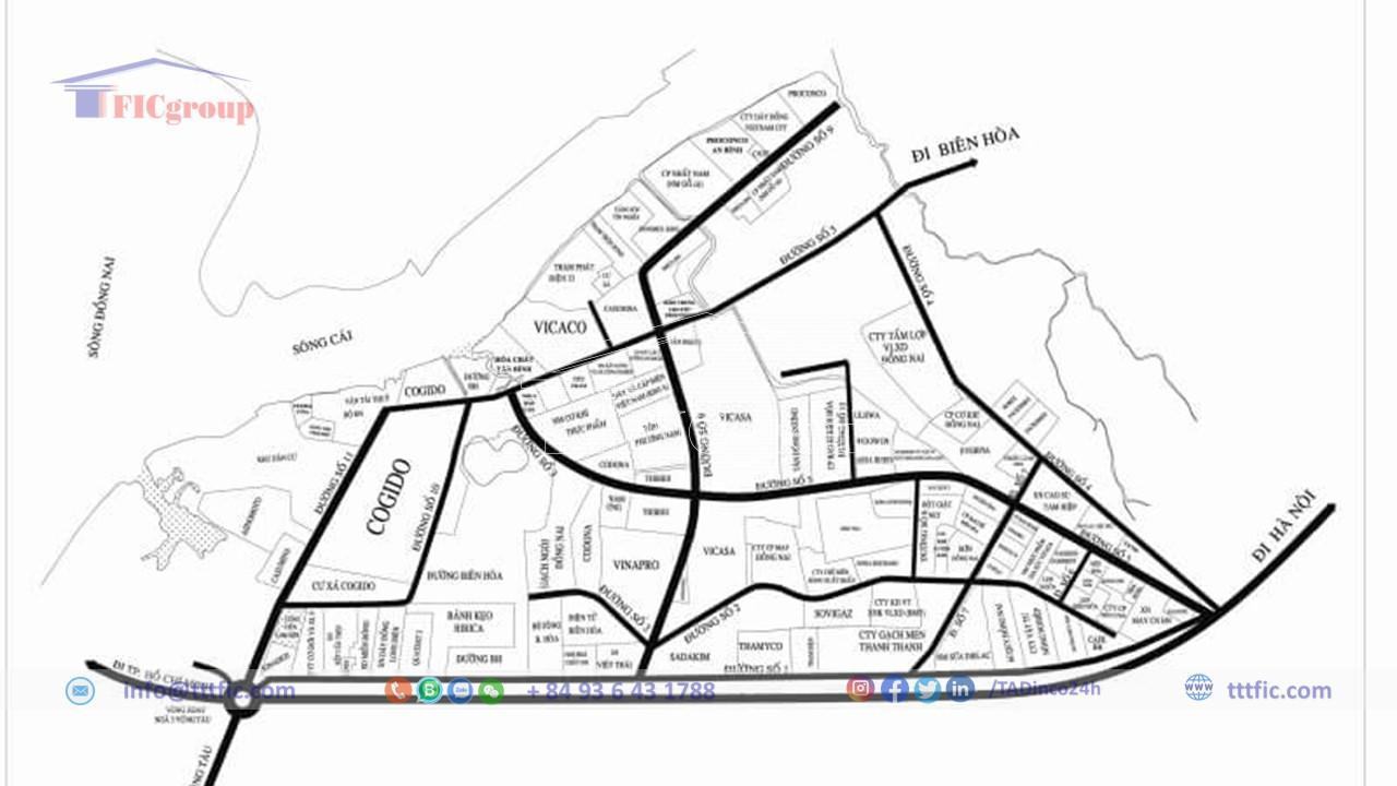 Master plan map of Bien Hoa I Industrial Park - TTTFIC Group