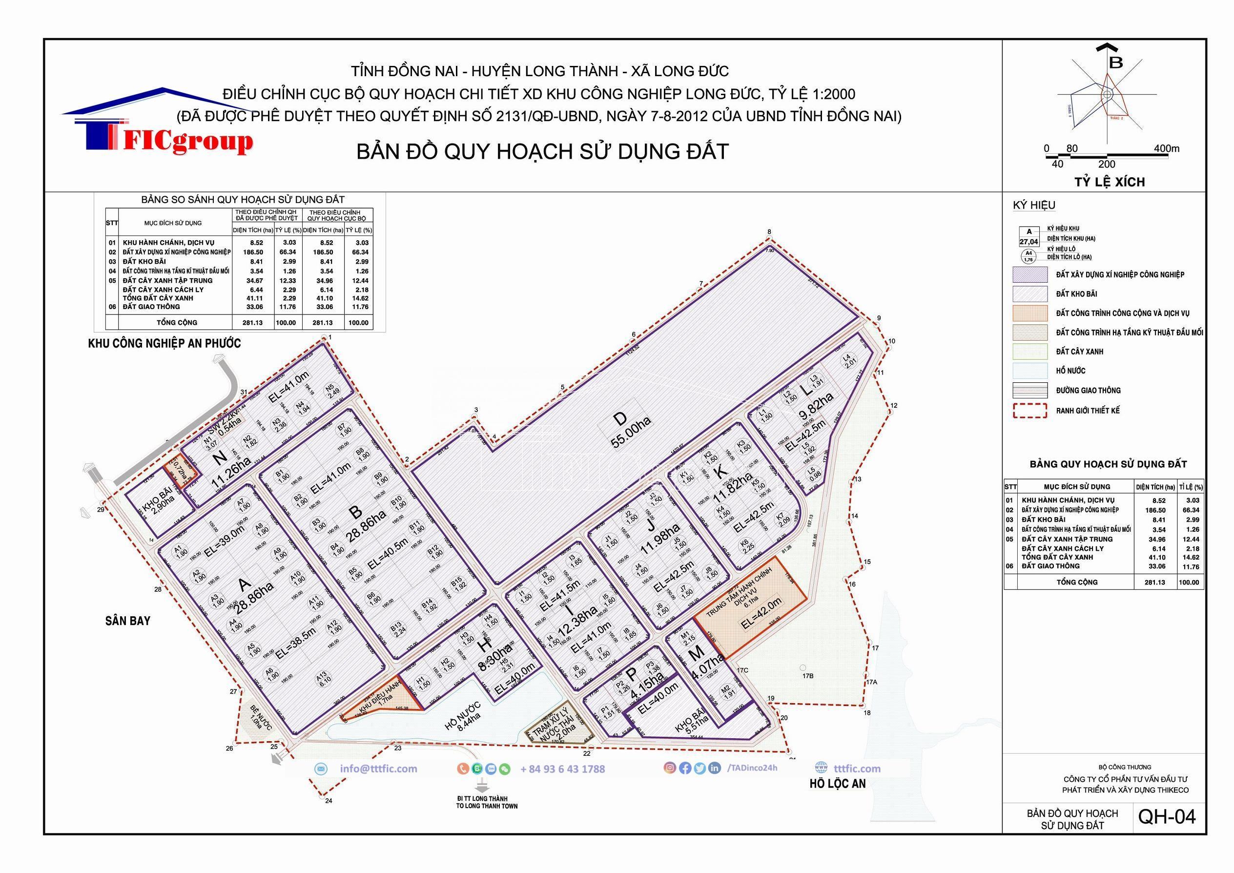 Master plan map of Long Duc industrial park - Dong Nai Province - TTTFIC Group