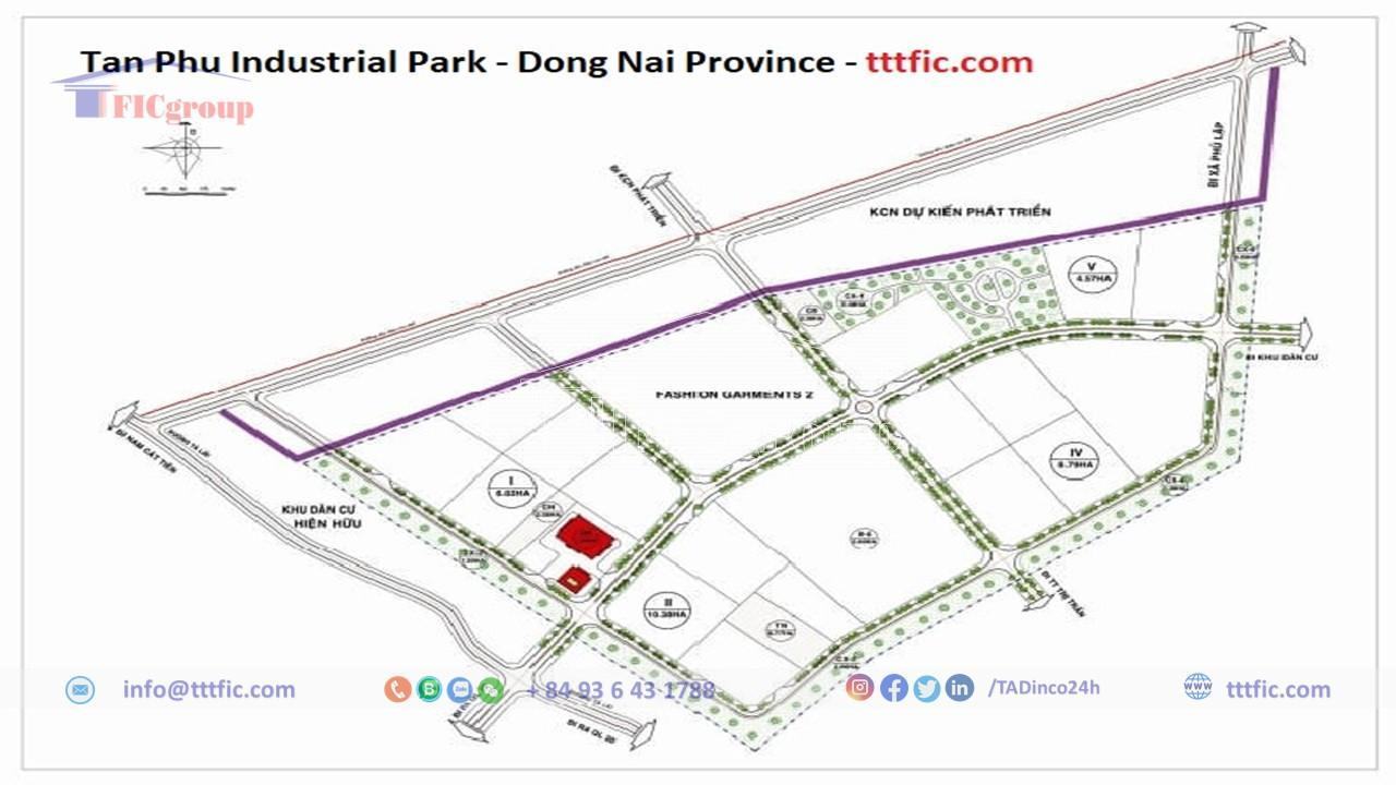 Master plan map of Tan Phu Industrial Zone - Dong Nai - TTTFIC Group