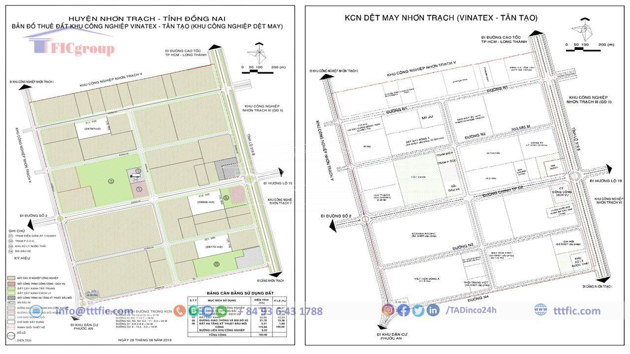 Master plan map of Nhon Trach Textile Industrial Park - Dong Nai - TTTFIC Group