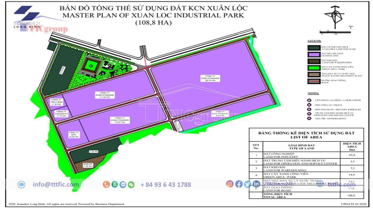 Master Planning map of Xuan Loc Industrial Park - Dong Nai Province - TTTFIC GROUP