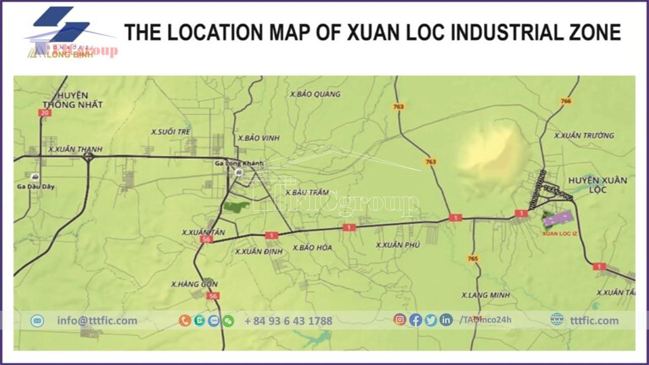 The Location Map of Xuan Loc Industrial Park - Dong Nai Province - TTTFIC GROUP
