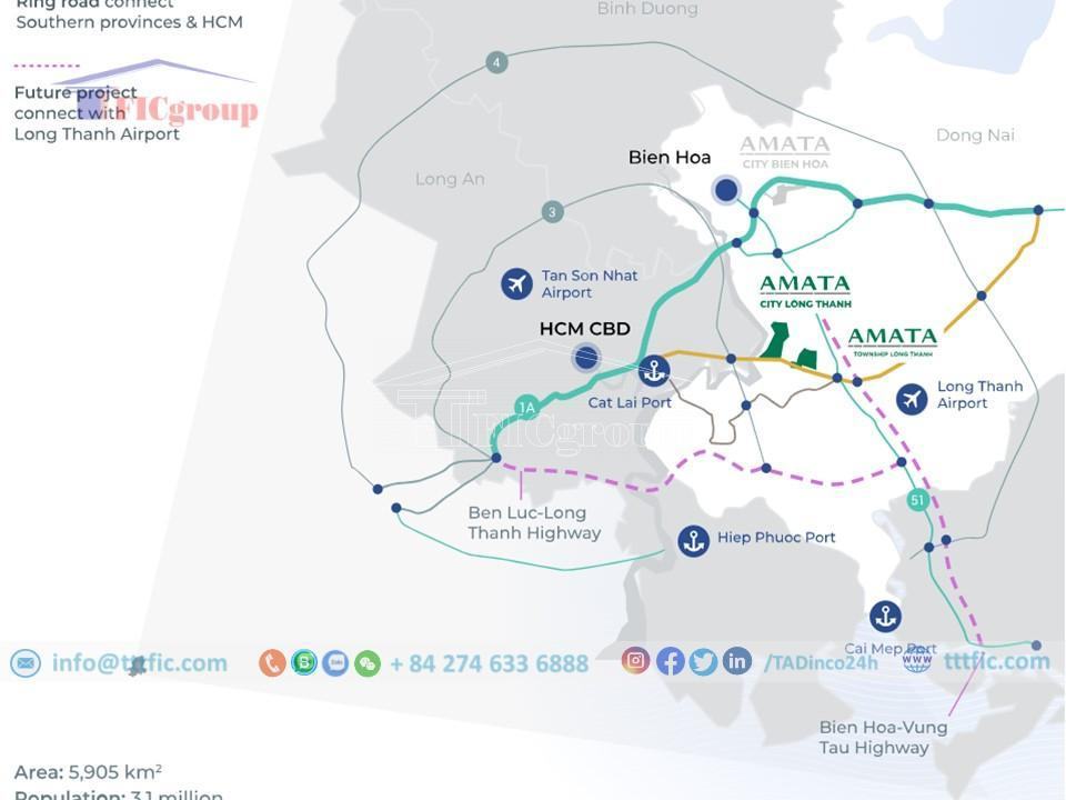 Transportation connectivity to Amata Long Thanh Industrial Park - Dong Nai - TTTFIC Group