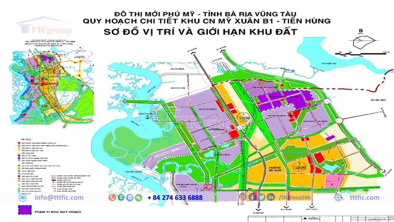 Master planning map of My Xuan B1 - Tien Hung Industrial Park-Vung Tau - TTTFIC Group
