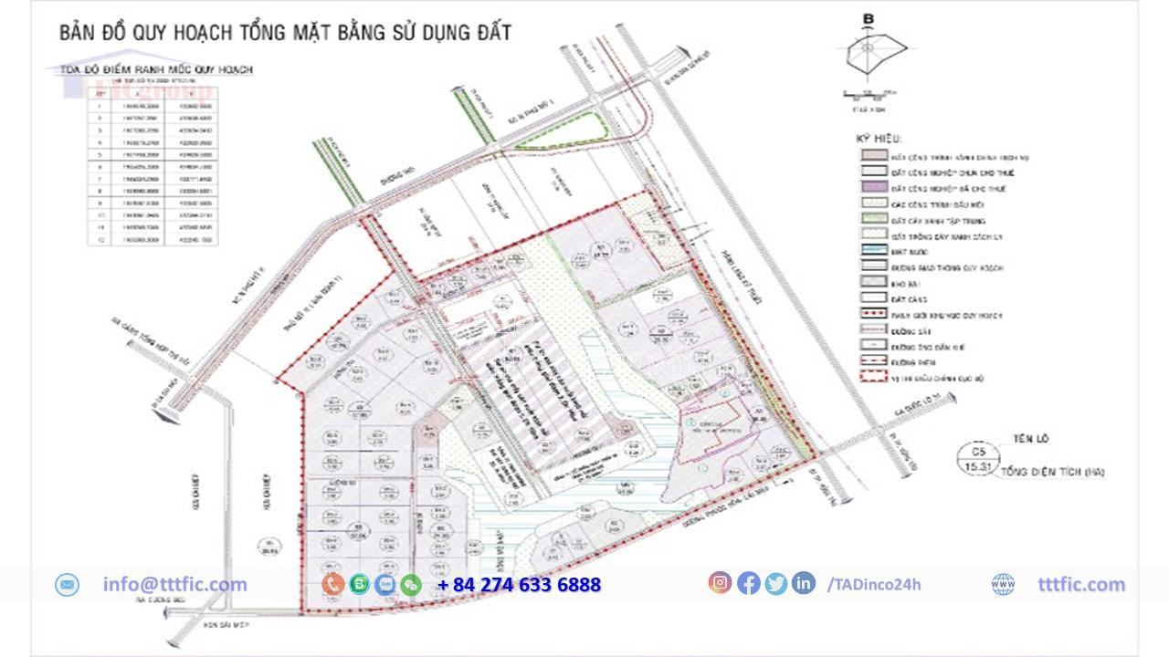 Master Palnning Map of Phu My 2 Expansion Industrial Park - Ba Ria Vung Tau Province - TTTFIC Group