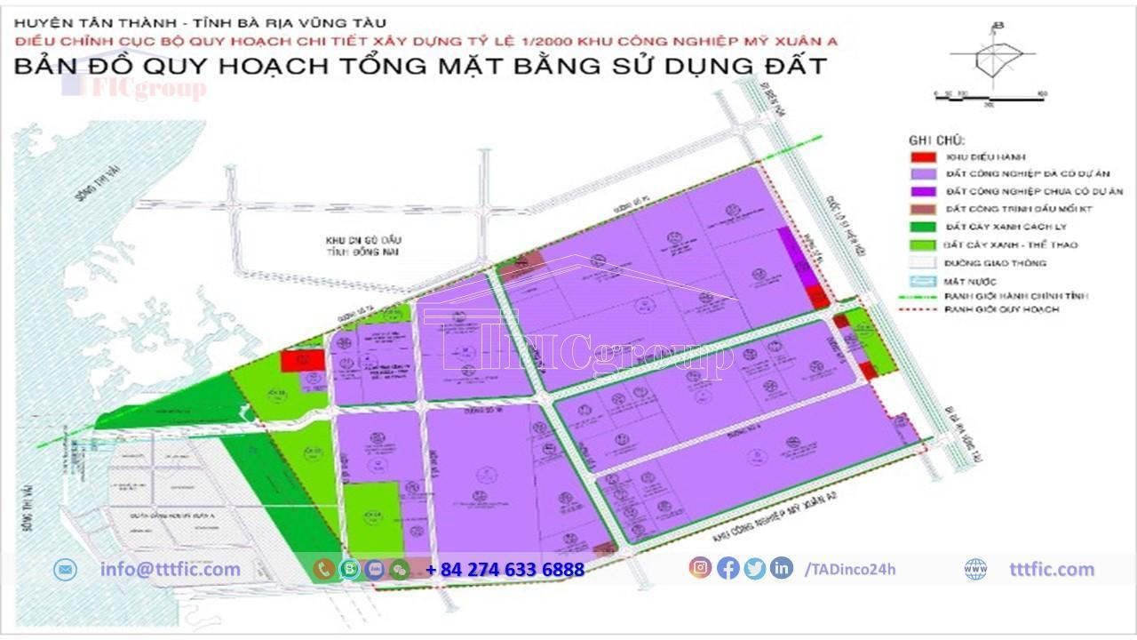 Total planning area and land use structure in My Xuan A industrial park - Ba Ria Vung Tau province