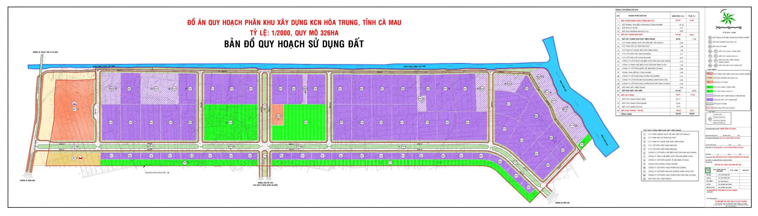 Master plan map of Hoa Trung Industrial Park - Ca Mau Province - TTTFIC Group