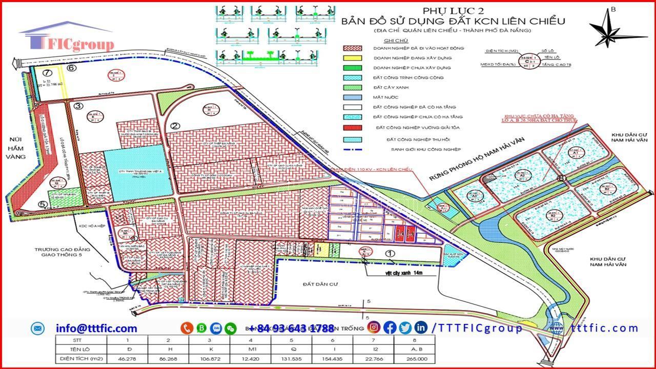 Master plan map of Lien Chieu Industrial Park - Da Nang City - TTTFIC Group