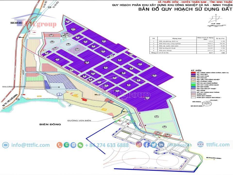 Master plan map of Ca Na Industrial Park - Ninh Thuan - TTTFIC Group