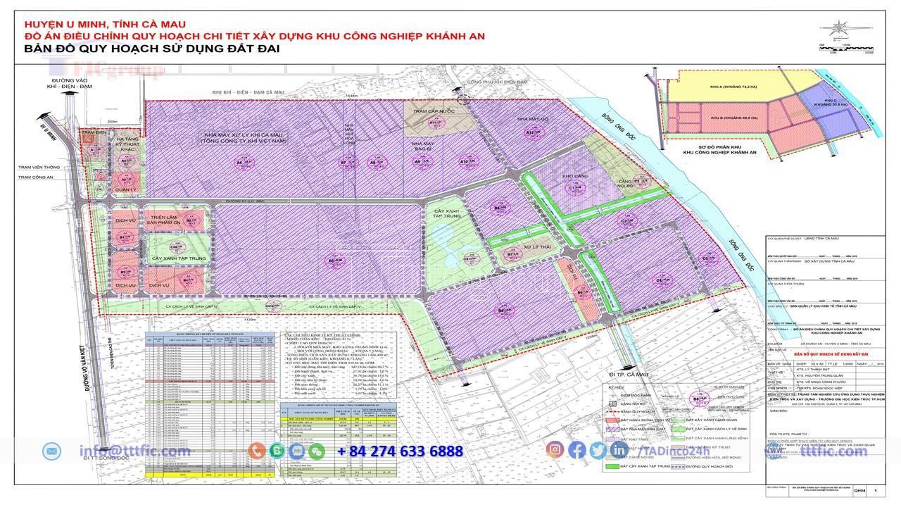 Master plan map of Khanh An Industrial Park - Ca Mau - TTTFIC Group