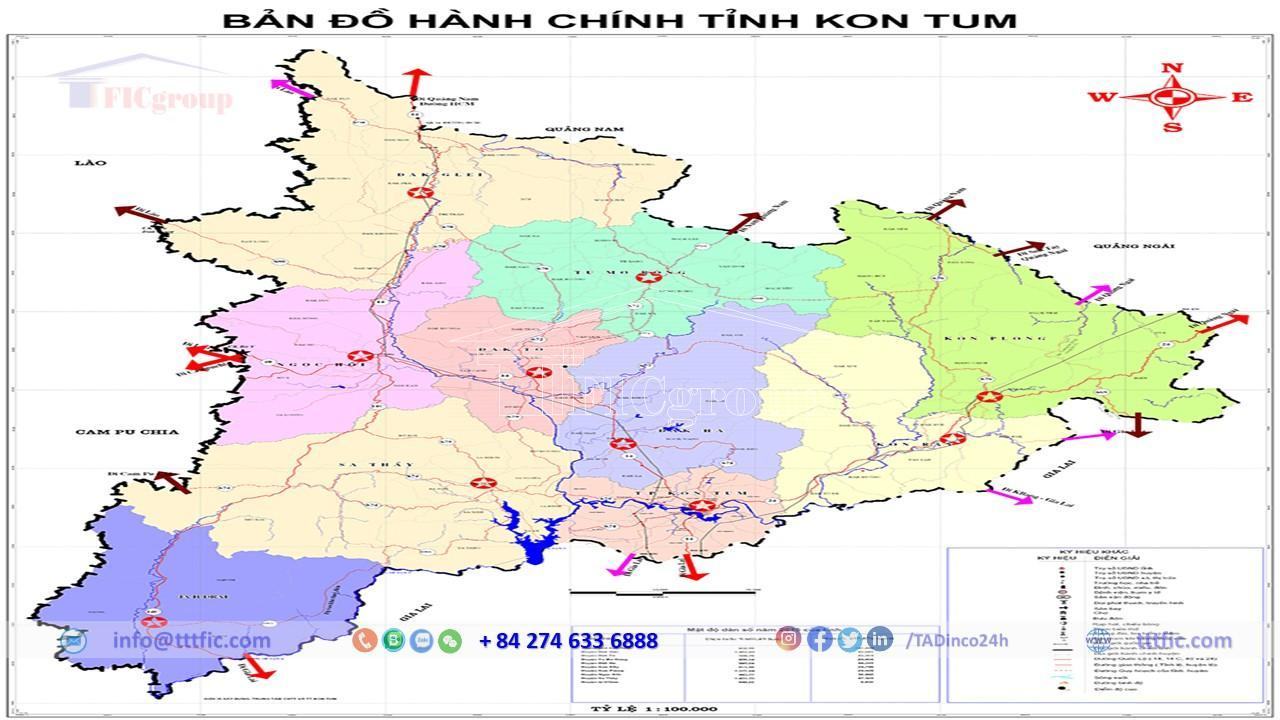 Administrative map of Kon Tum Province - TTTFIC Group