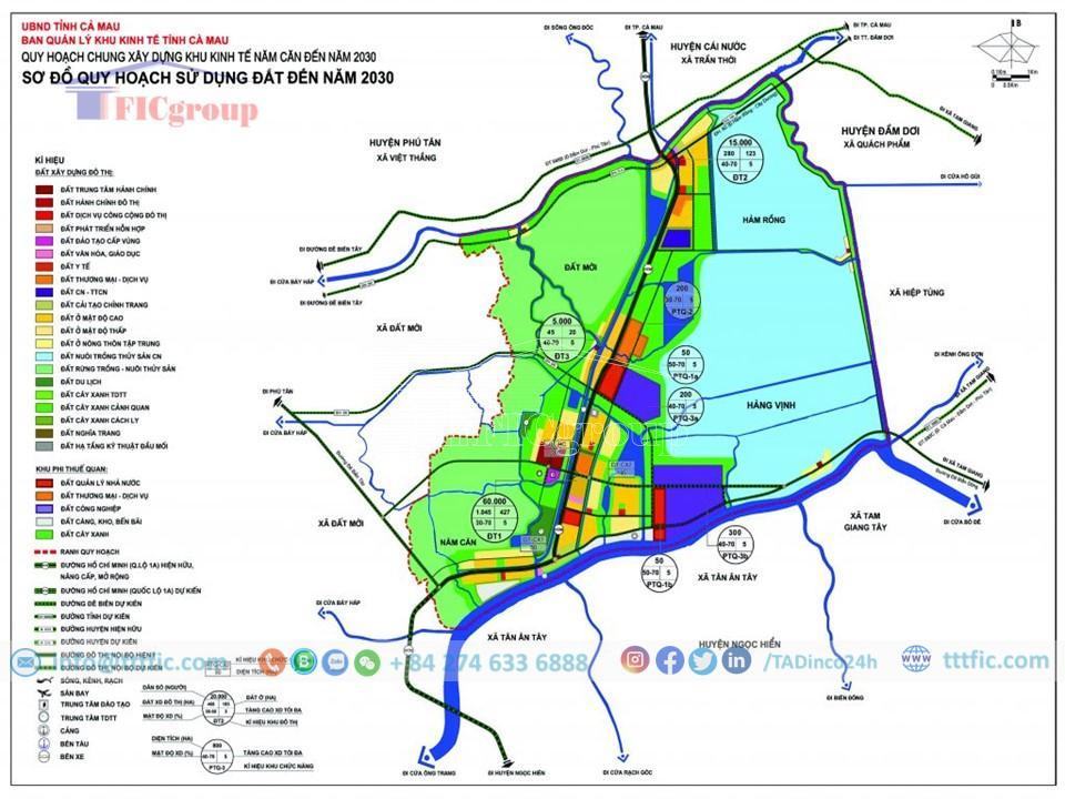 Master planning map of Nam Can Industrial Park - Ca Mau - TTTFIC Group