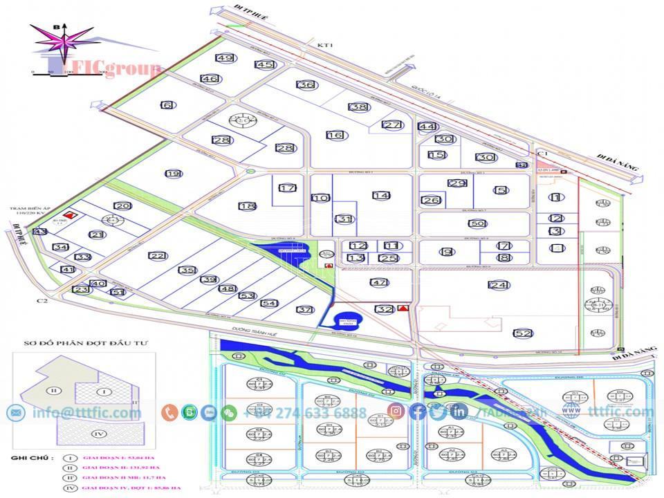 Master plan map of Phu Bai Industrial Park - Thua Thien Hue Province - TTTFIC Group