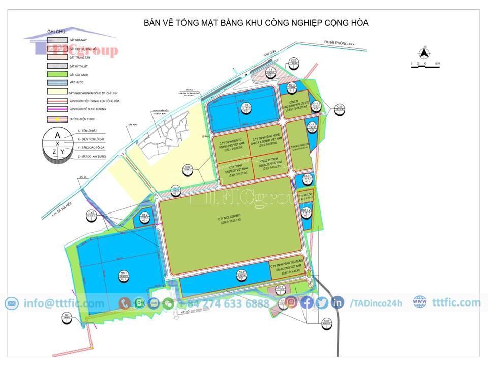 Master plan map of Cong Hoa Industrial Park - Hai Duong - TTTFIC Group