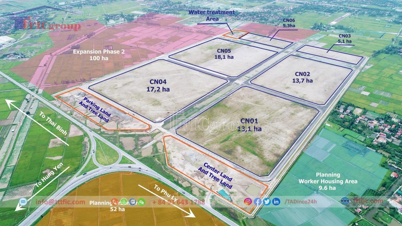 Master plan map of Thai Ha Industrial Park - Ha Nam - TTTFIC Group