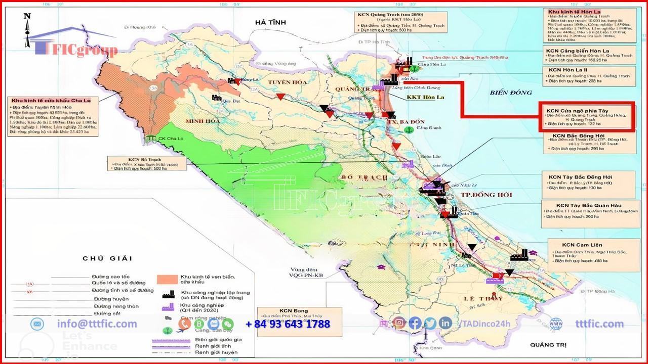 Map of Western Gateway Industrial Park - Quang Binh Province - TTTFIC Group