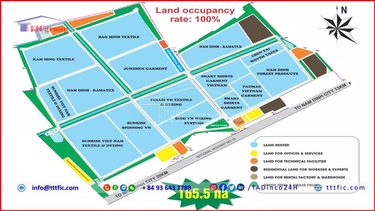 Master plan map of Bao Minh Industrial Park - Nam Dinh - TTTFIC Group