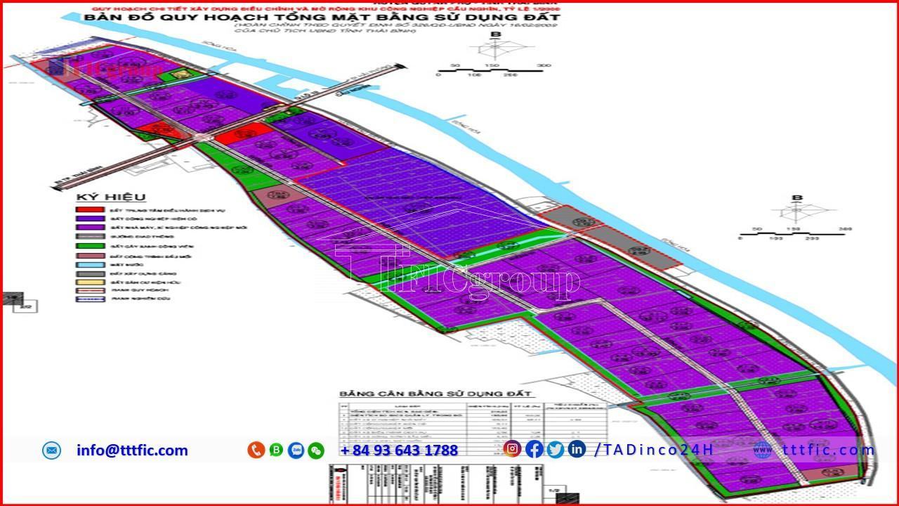 Master plan map of Cau Nghin Industrial Park - Thai Binh - TTTFIC Group