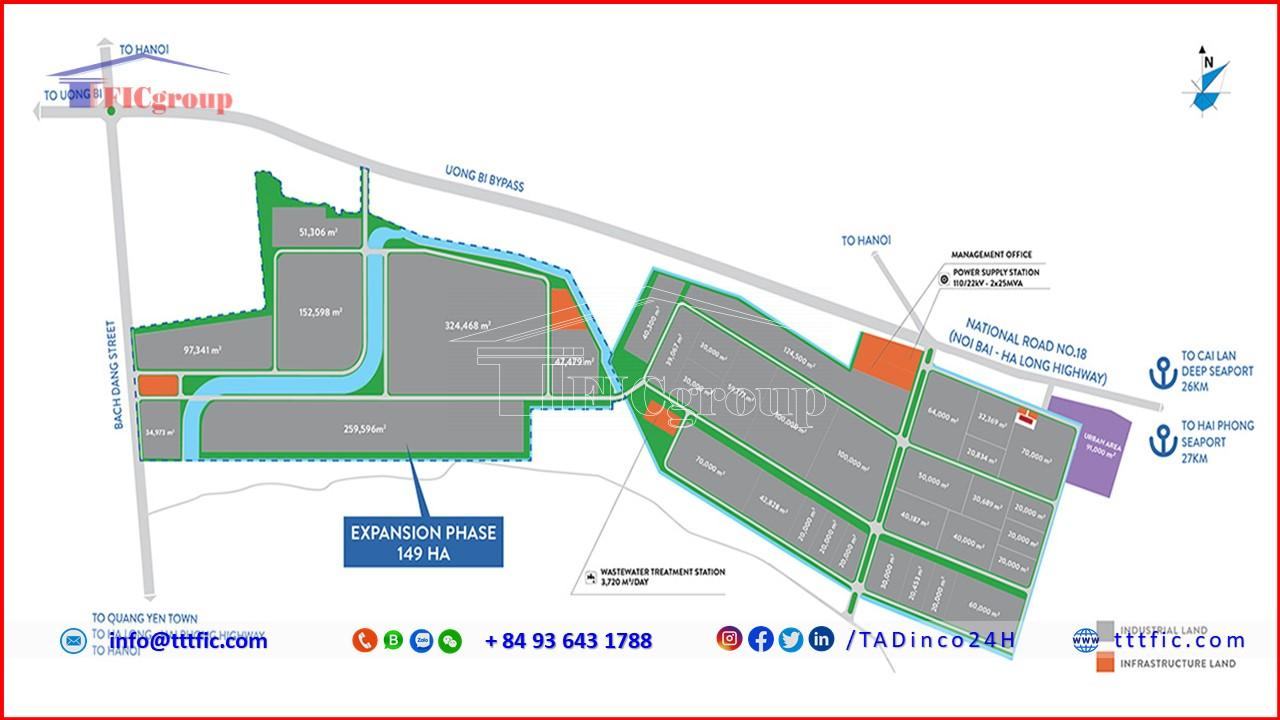 Master plan map of Dong Mai Industrial Park - Quang Ninh - TTTFIC Group