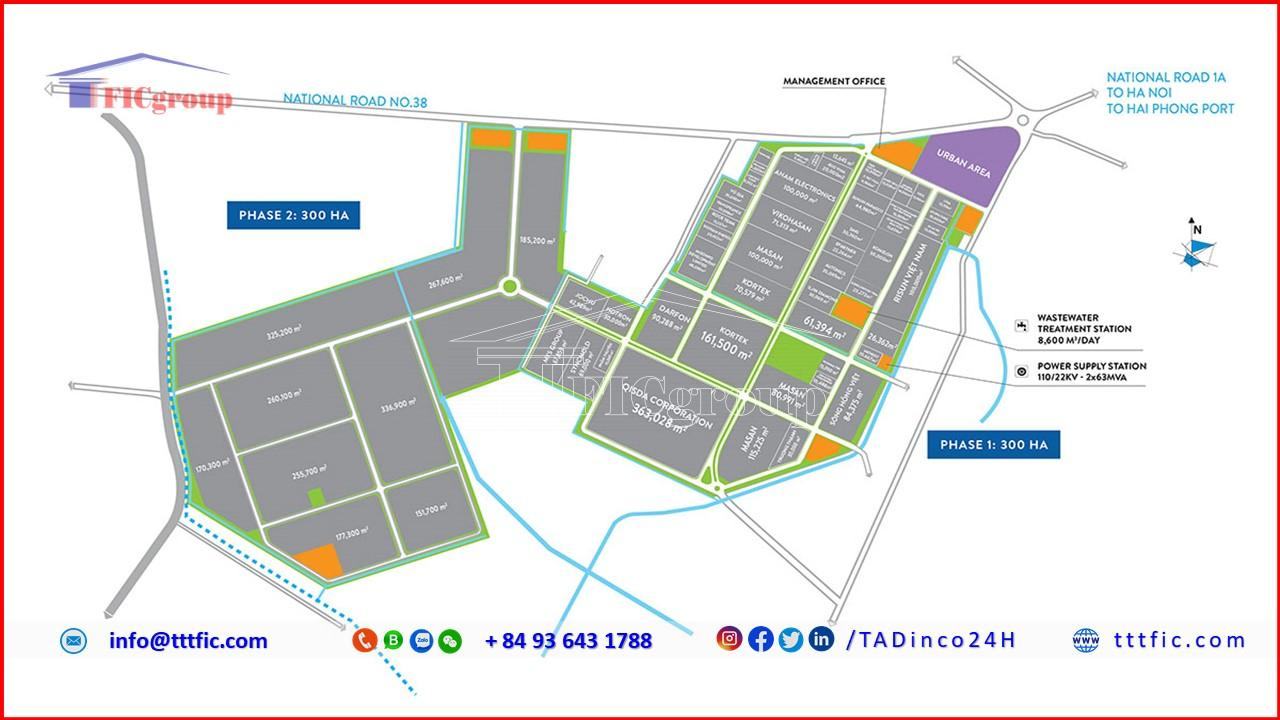 Master plan map of Dong Van 4 Industrial Park - Ha Nam - TTTFIC Group