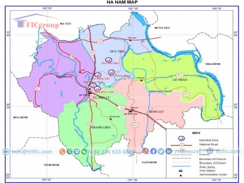 Master plan map of Dong Van I Industrial Park - Ha Nam - TTTFIC Group