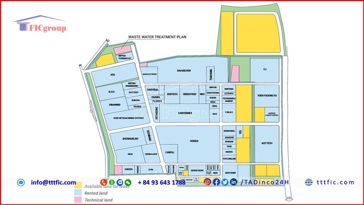 Master plan map of Dong Van II Industrial Park - Ha Nam - TTTFIC Group