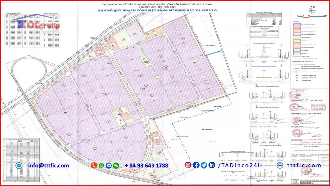 Master plan map of Hong Tien Industrial Park - Nam Dinh Province