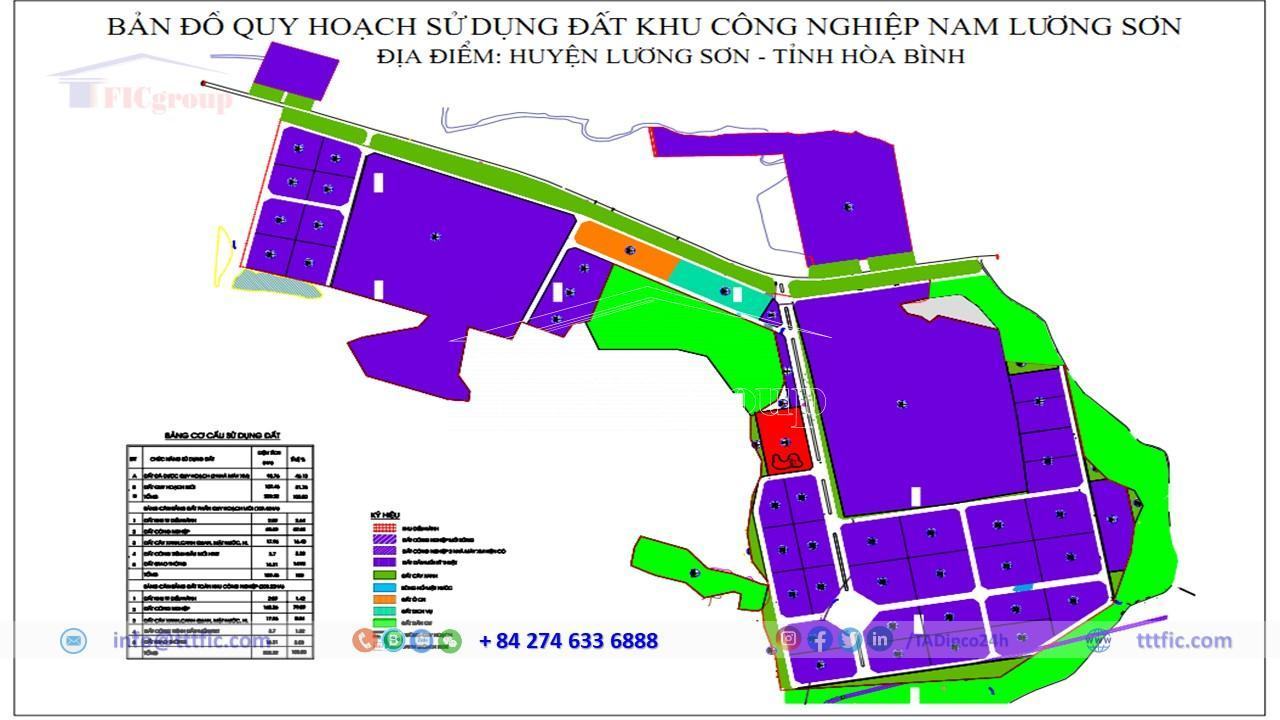 Master planning map of Nam Luong Son Industrial Park - Hoa Binh - TTTFIC Group