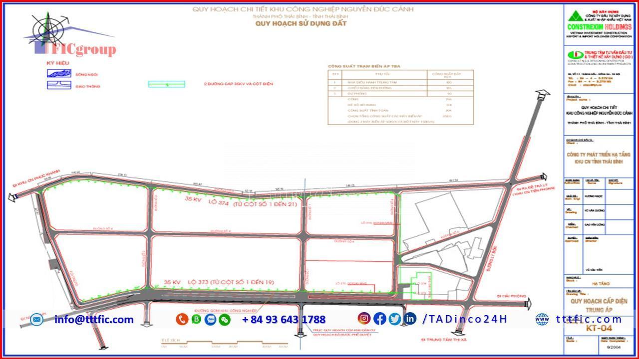 Master plan map of Nguyen Duc Canh Industrial Park - Thai Binh - TTTFIC Group