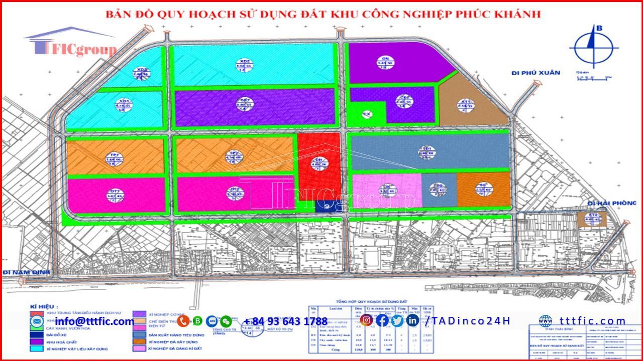 Master plan map of Phuc Khanh Industrial Park - Thai Binh - TTTFIC Group