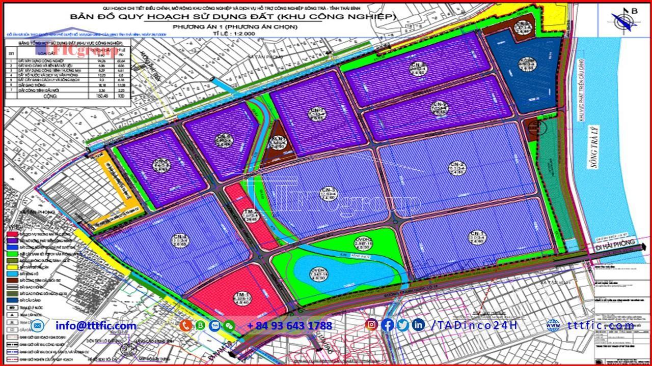 Master plan map of Song Tra Industrial Park - Thai Binh - TTTFIC Group