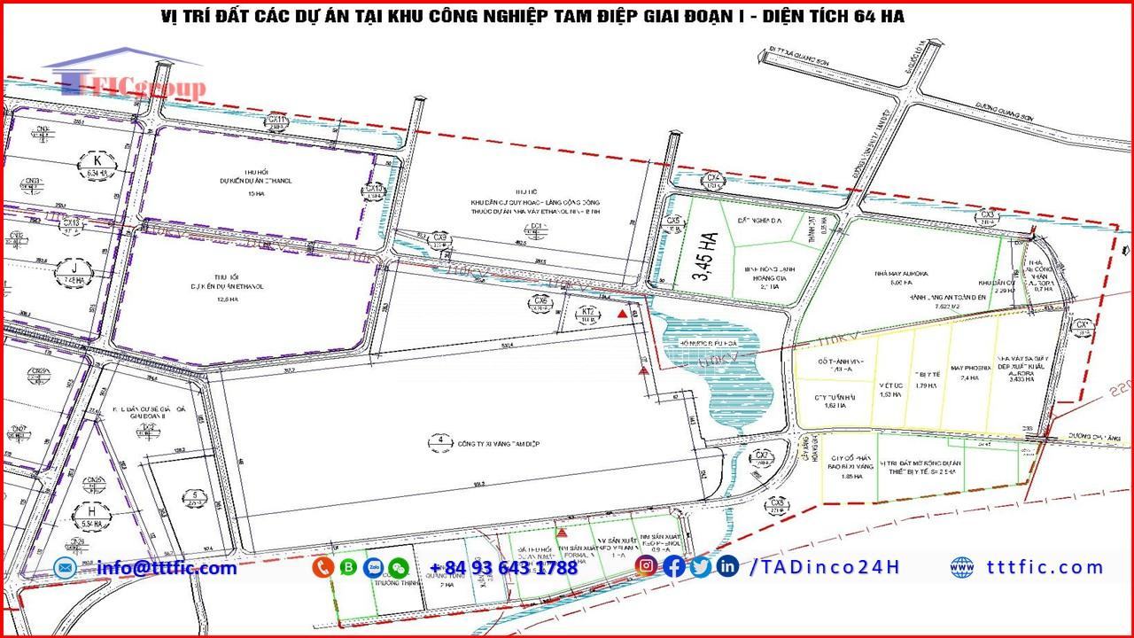 Master plan map of Tam Diep 1 Industrial Park - Ninh Binh - TTTFIC Group