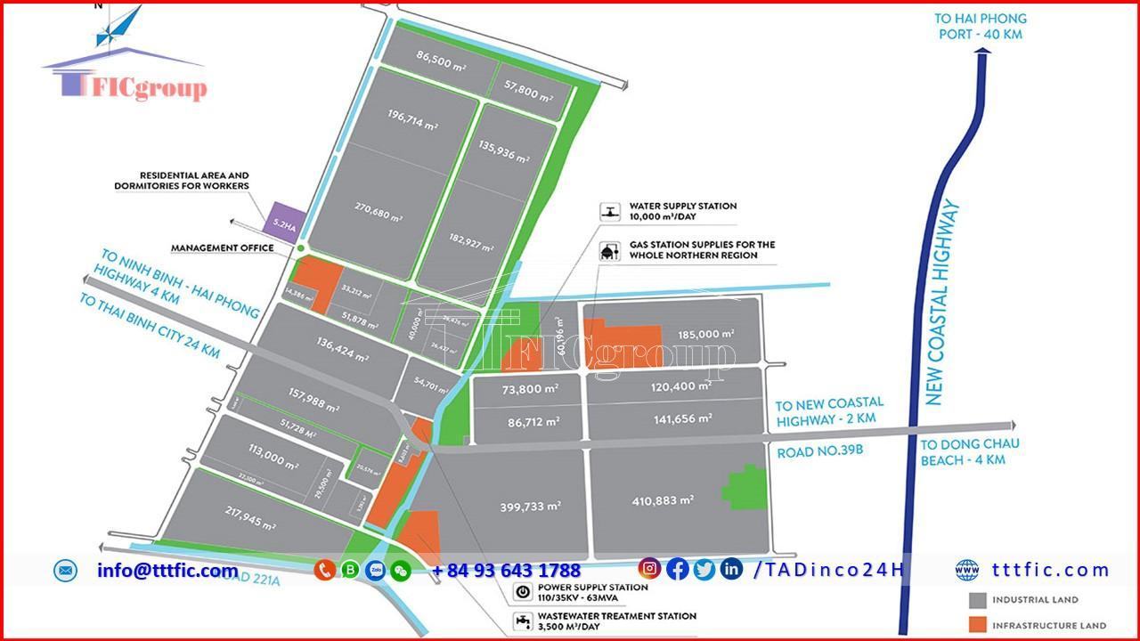 Master plan map of Tien Hai Industrial Park - Thai Binh - TTTFIC Group