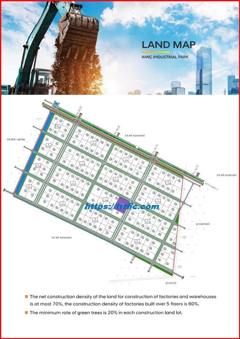 Master plan map of Duc Hoa 3 - Amic Industrial Park - Long An - TTTFIC Group