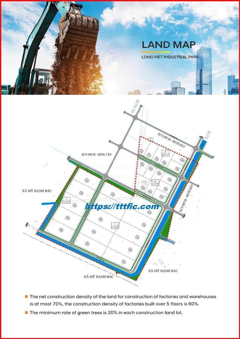 Master plan map of Duc Hoa 3 - Long Viet Industrial Park - Long An - TTTFIC Group
