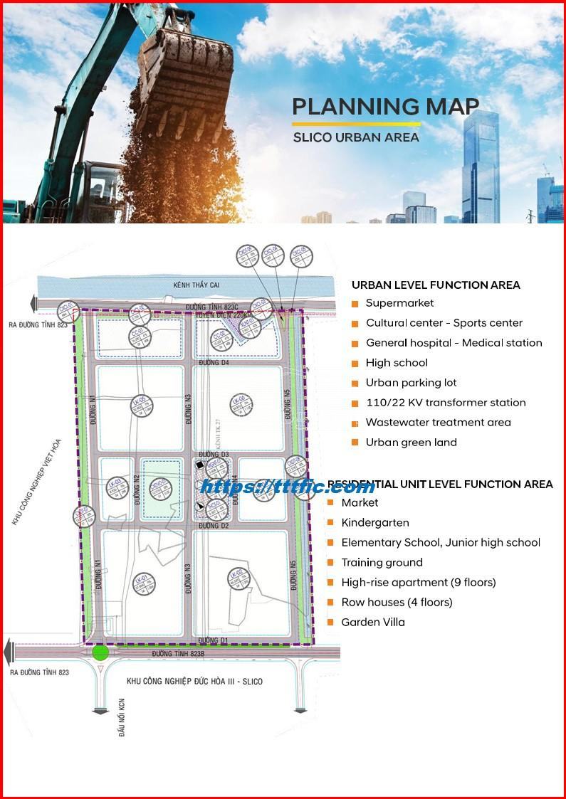 Master plan map of Duc Hoa 3 - Slico Urban Area - Long An Province - TTTFIC GROUP