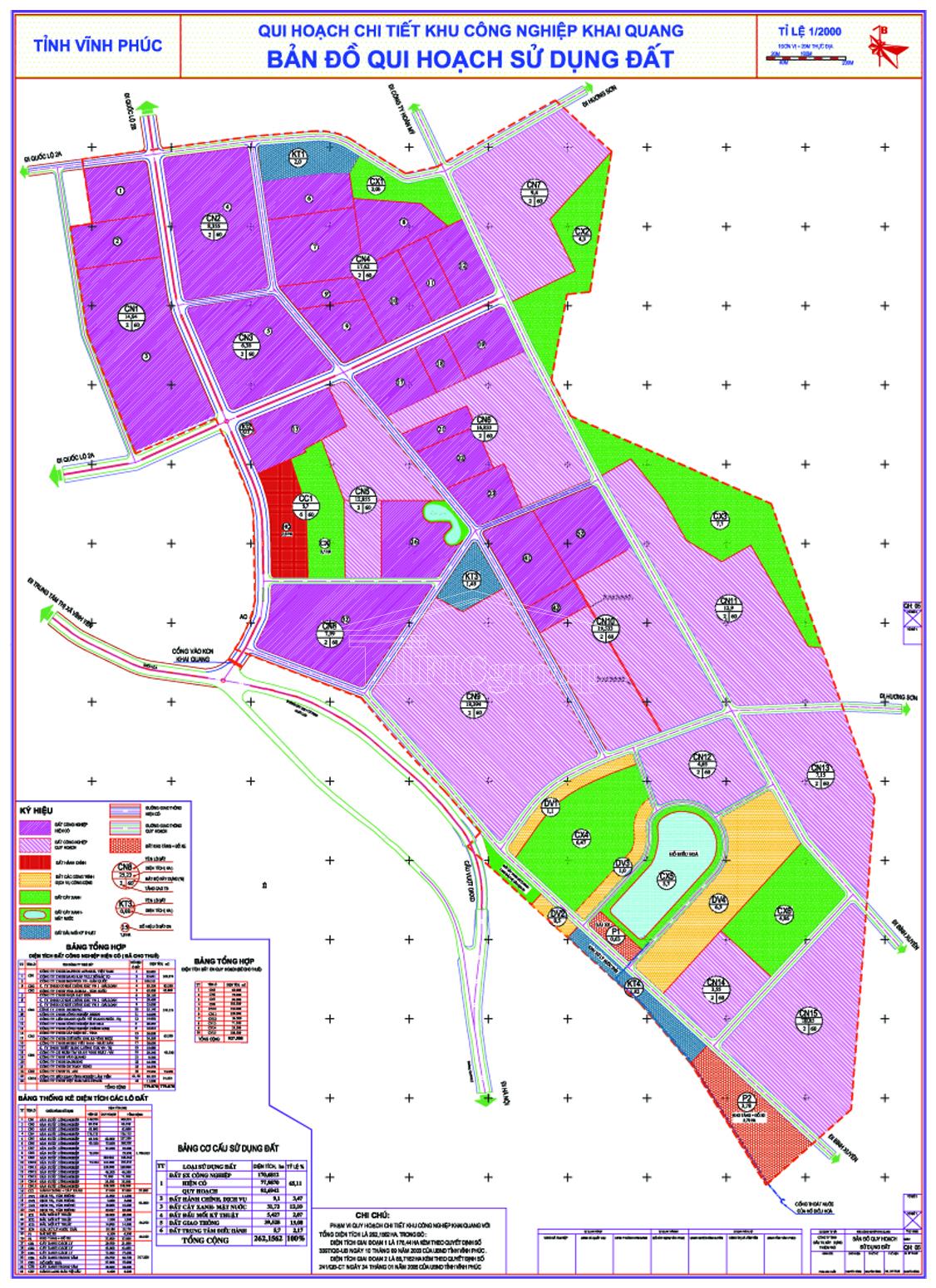 Master plan map of Khai Quang Industrial Park - Vinh Phuc - TTTFIC Group