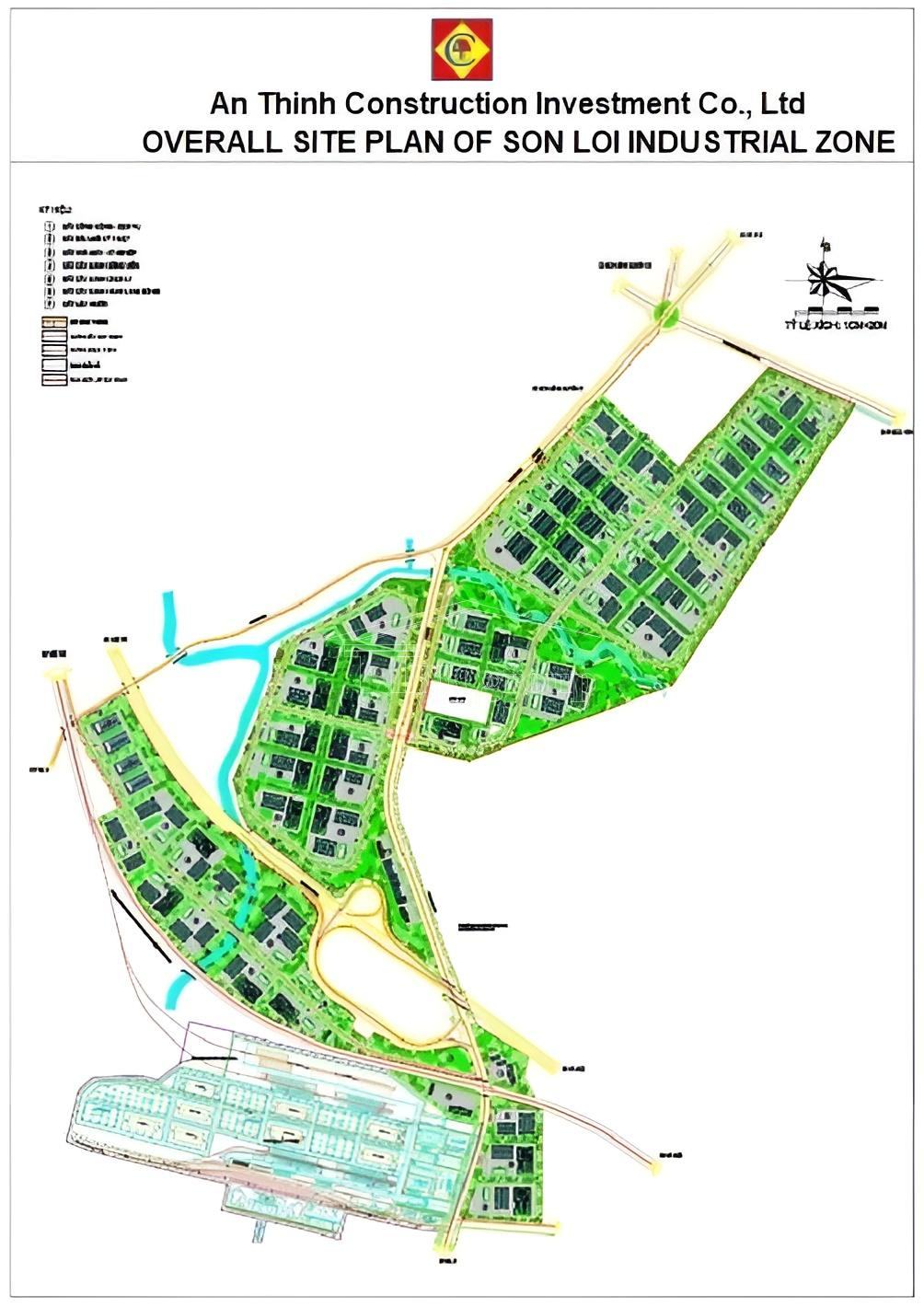 Master plan map of Son Loi Industrial Park - Vinh Phuc - TTTFIC Group
