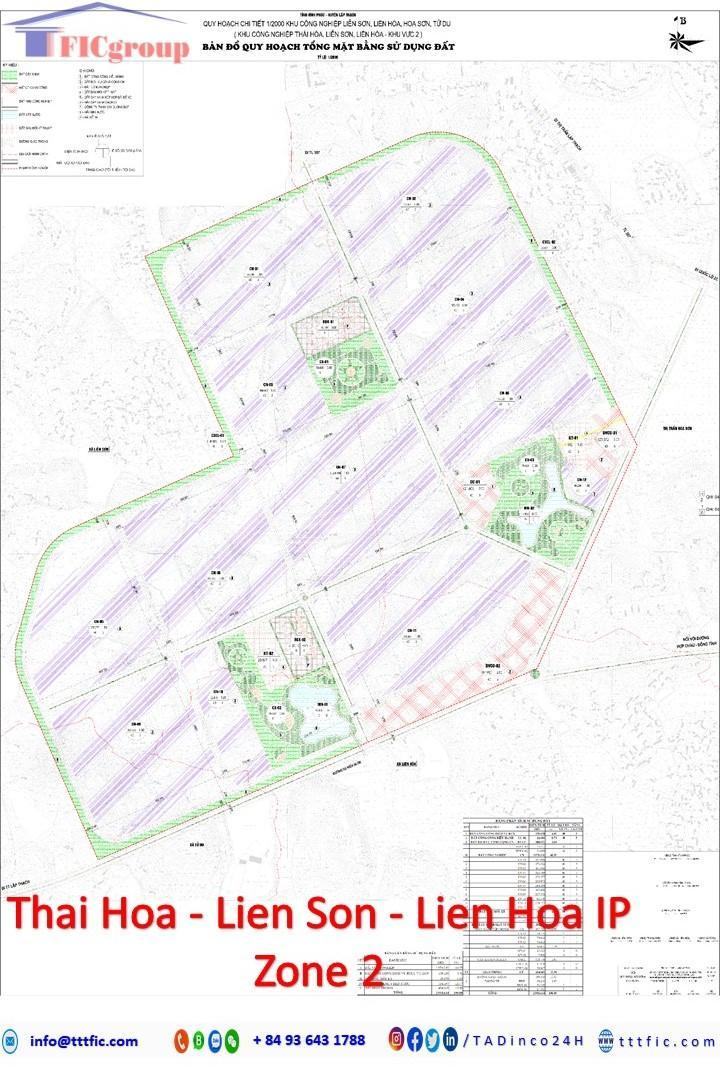 Master plan map of Thai Hoa - Lien Son - Lien Hoa Industrial Park - TTTFIC Group