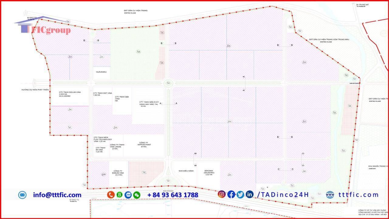 Master plan map of Ba Thien II Industrial Park - Vinh Phuc - TTTFIC Group