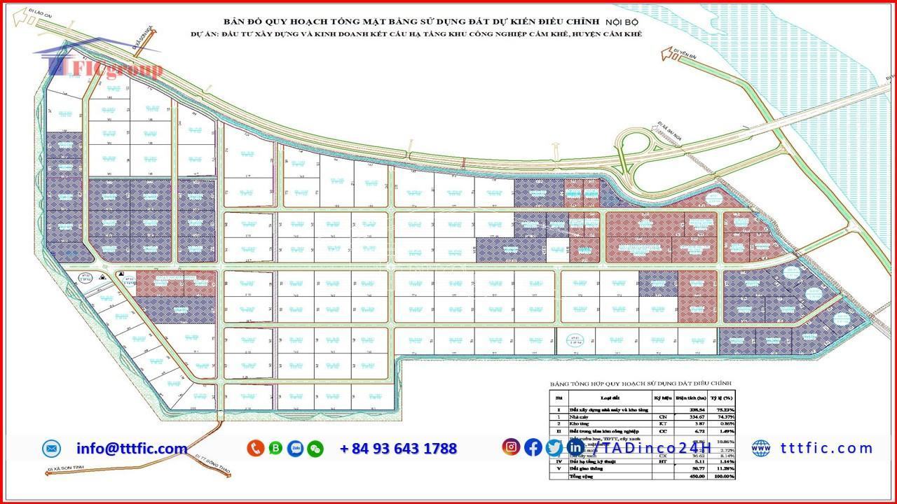 Master plan map of Cam Khe Industrial Park - Phu Tho - TTTFIC GROUP