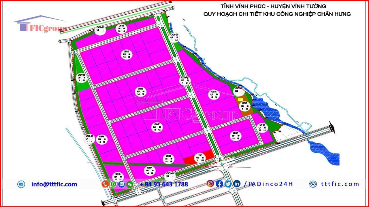 Master plan map of Chan Hung Industrial Park - Vinh Phuc - TTTFIC Group