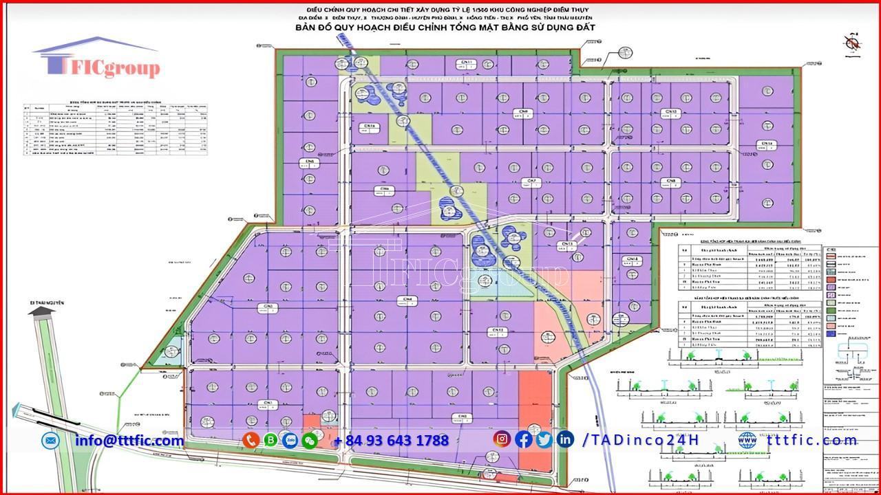 Master plan map of Diem Thuy Industrial Park - Thai Nguyen - TTTFIC Group