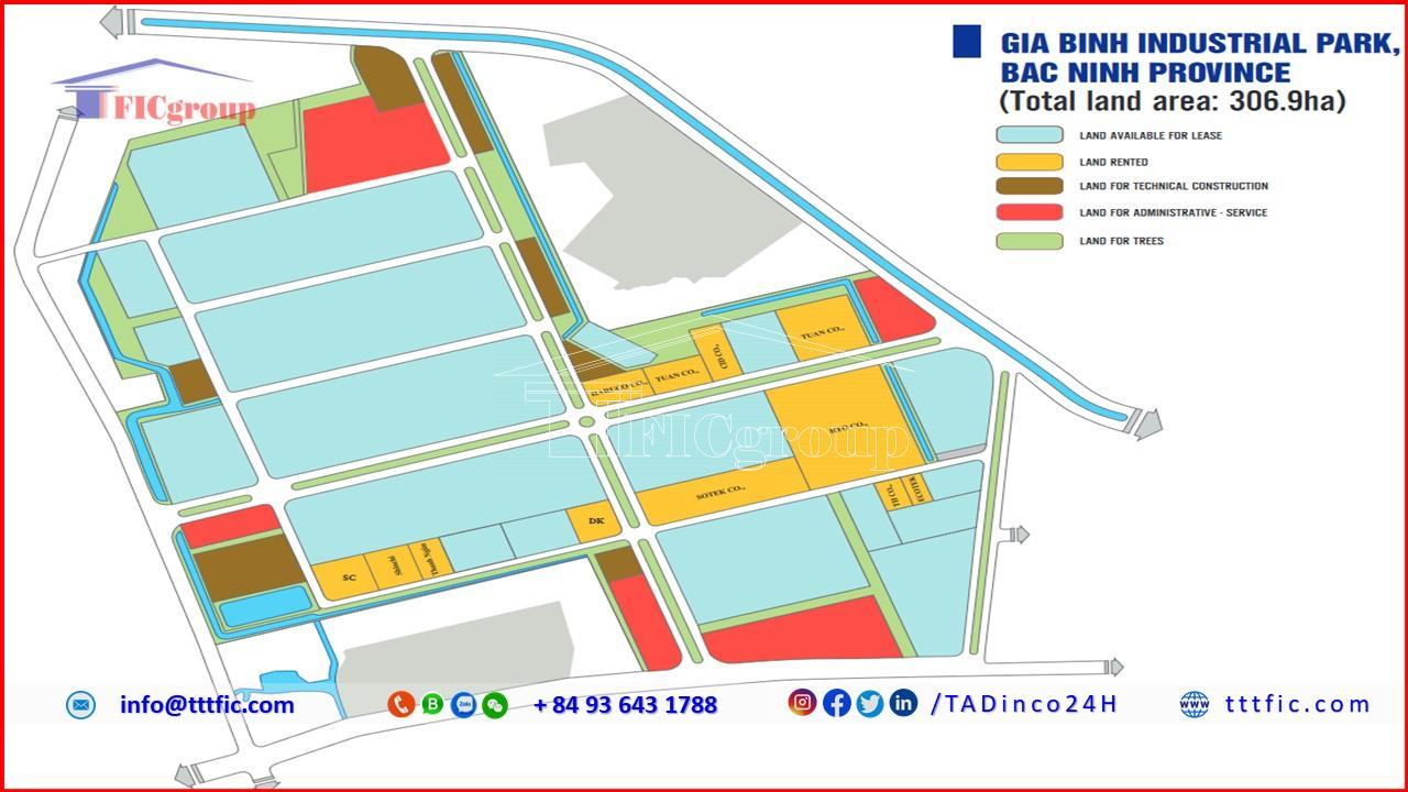 Master plan map of Gia Binh I Industrial Park - Bac Ninh - TTTFIC Group